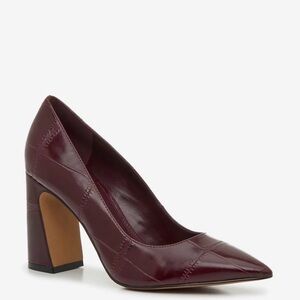 Vince Camuto Women's Pointed Toe Block Heel Pumps in Burgundy